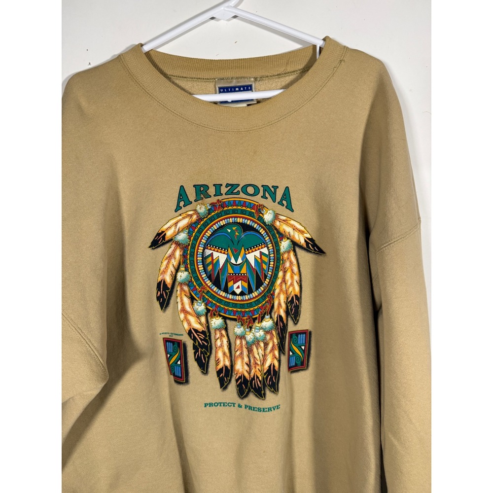 Vintage Hanes Arizona Graphic Sweatshirt Tan Men XXL 90s